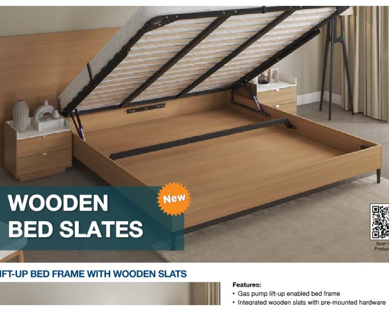 Lift-Up Bed Frame With Wooden Slats