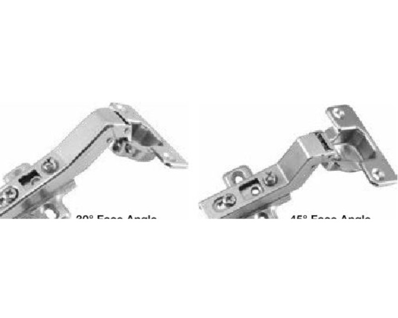 Auto Close Screw-On 30° / 45° Face Angle Hinge With 2 Hole Mounting Plate & Cover Cap